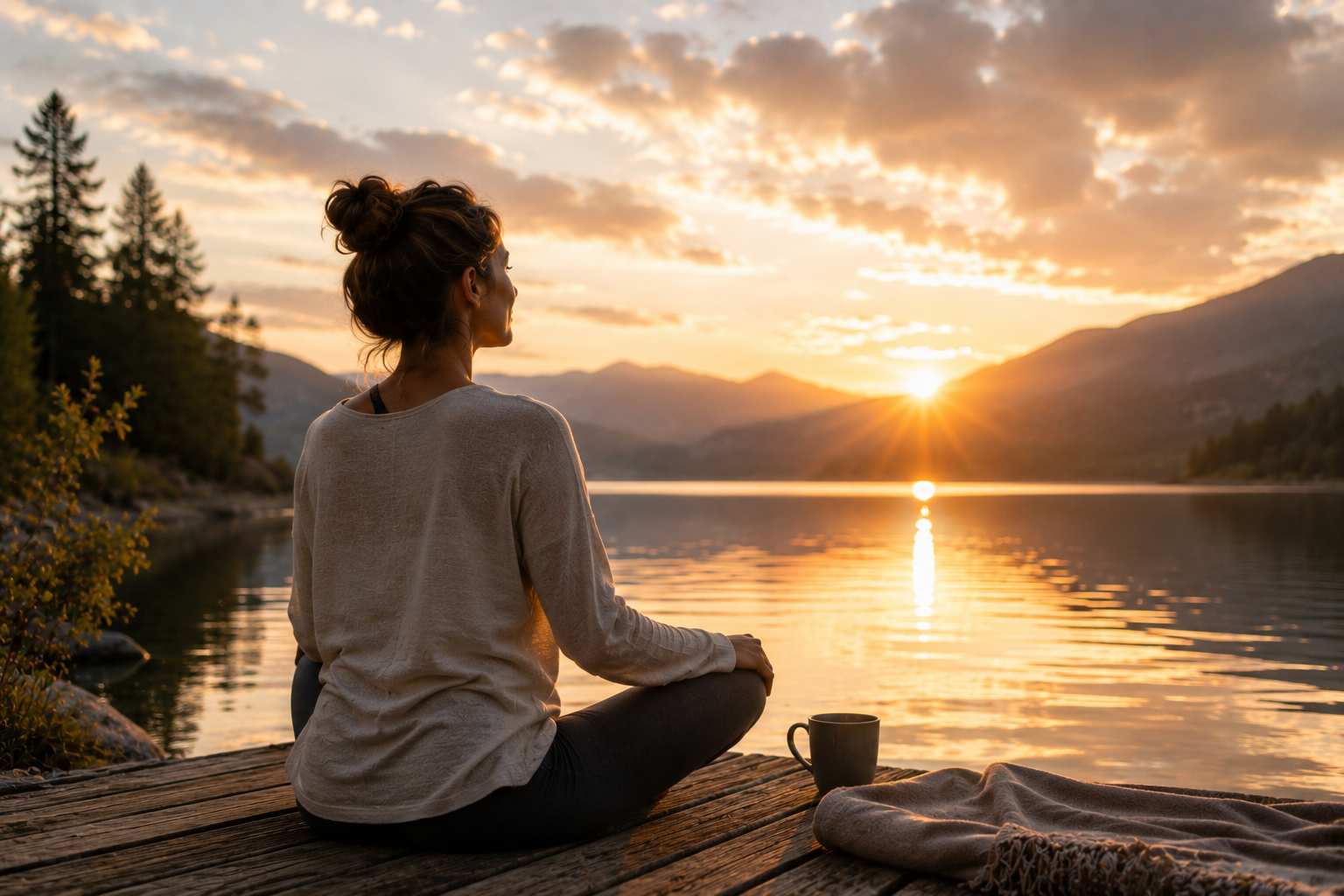 Woman sitting and releaxing